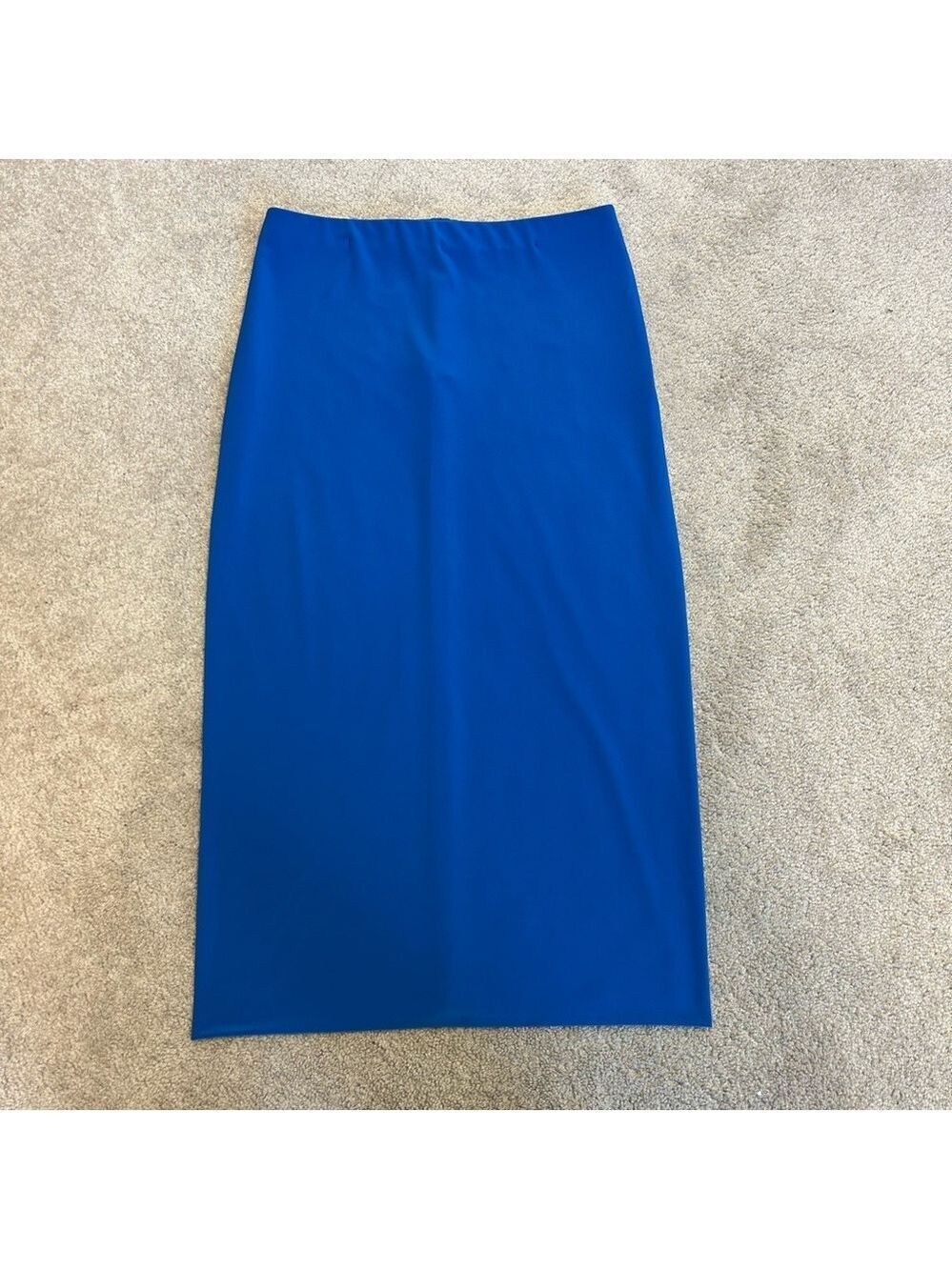 Sympli Vibrant Blue midi pencil skirt stretchy spandex pull on Sz 6